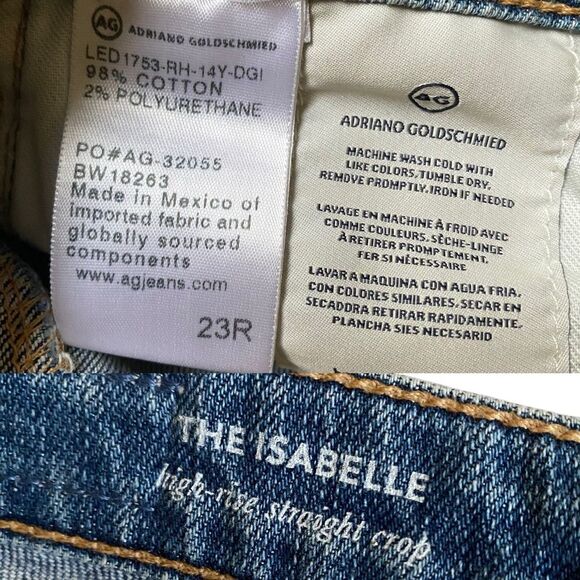 AG Adriano Goldschmied Isabelle Straight Leg Jeans Size 23 High Rise Cropped - Picture 16 of 16